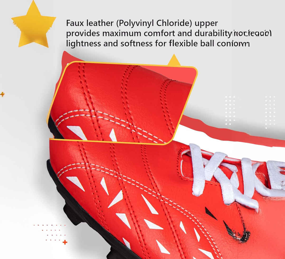 Vector X Titan Football Shoes For Mens Sports And Athletic | Red Size - 8