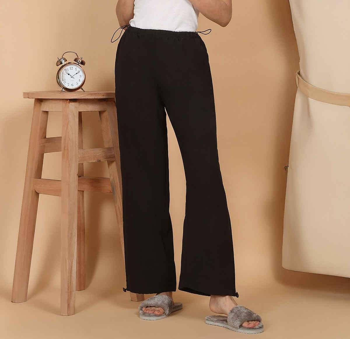 Sweet Dreams Women Solid Pyjama - XL | F - Lap - 4259 Black