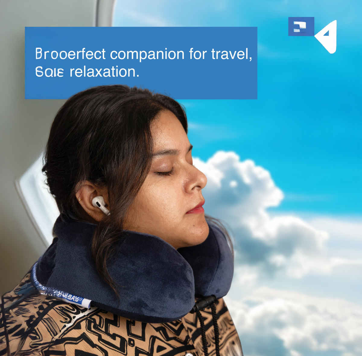 BAY6 Unisex Solid Polyester Neck Pillow | Blue - One Size