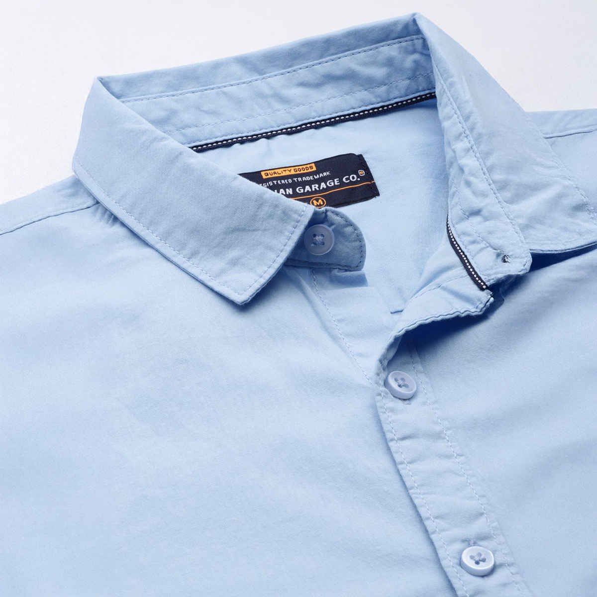 The Indian Garage Co Men's Slim Fit Solid Casual Shirt | Blue - L