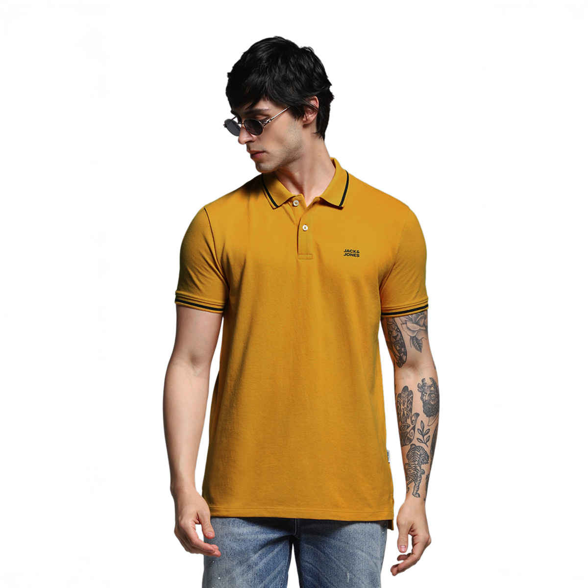 JACK & JONES Men's Regular Fit Short Sleeves Polo T-shirt | Yellow - XXL