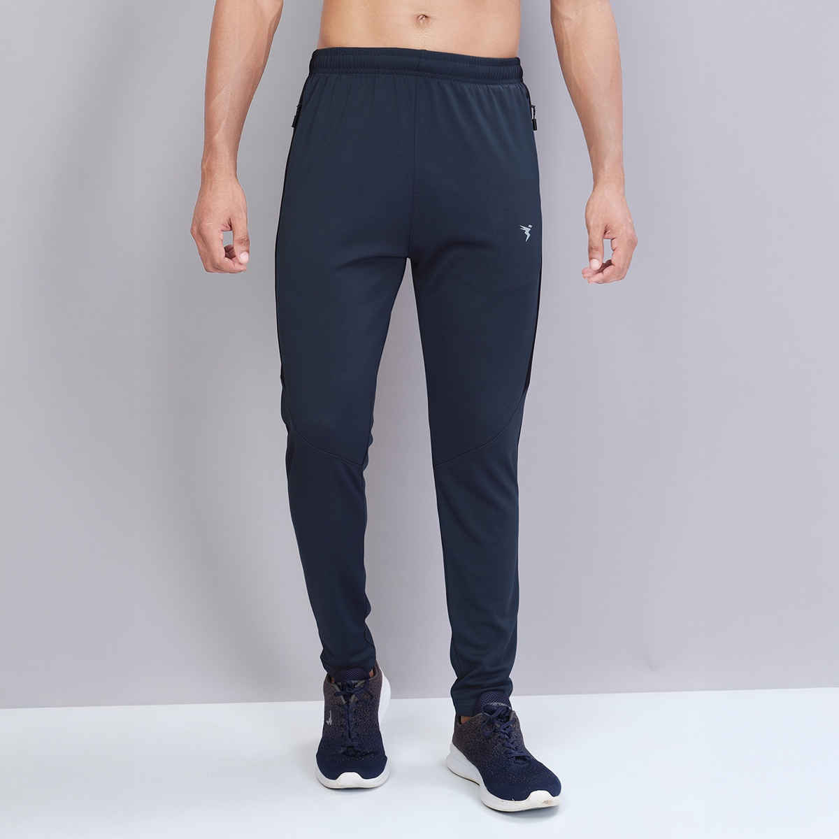 Technosport Men Poly Solid Slim Fit Sports Trackpants with TECHNO DRY | Dark Carbon | L