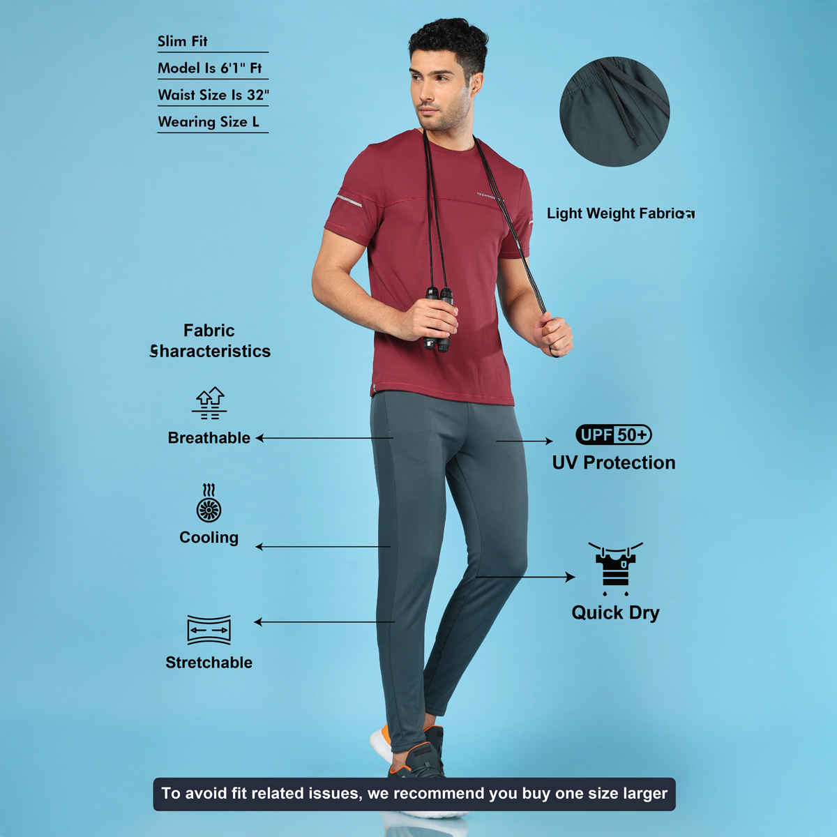 Technosport Men Poly Solid Slim Fit Sports Trackpants with TECHNO DRY | Dark Carbon | XXL