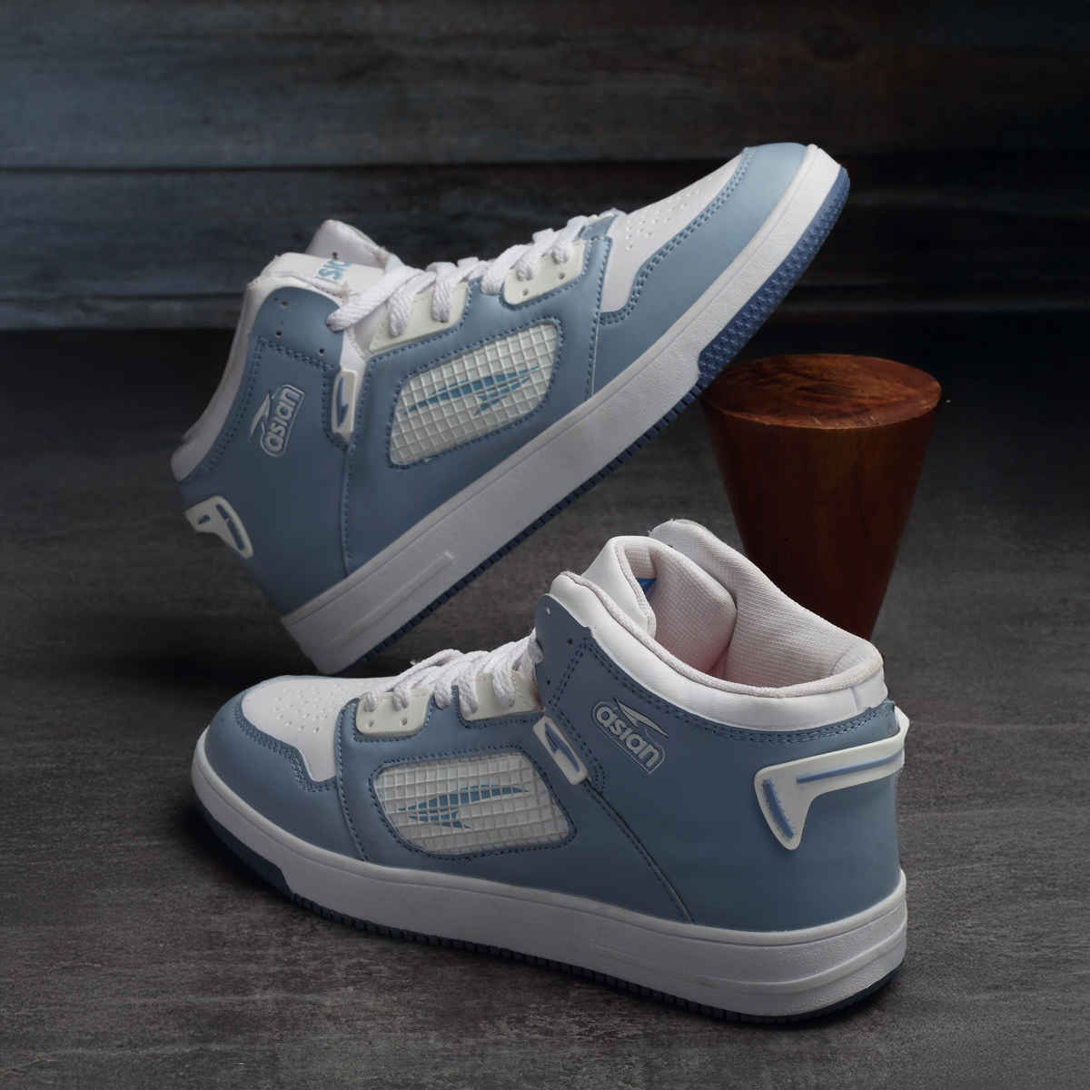 Asian Carnival-01 Hightop Sneakers For Men Slate White | UK-8