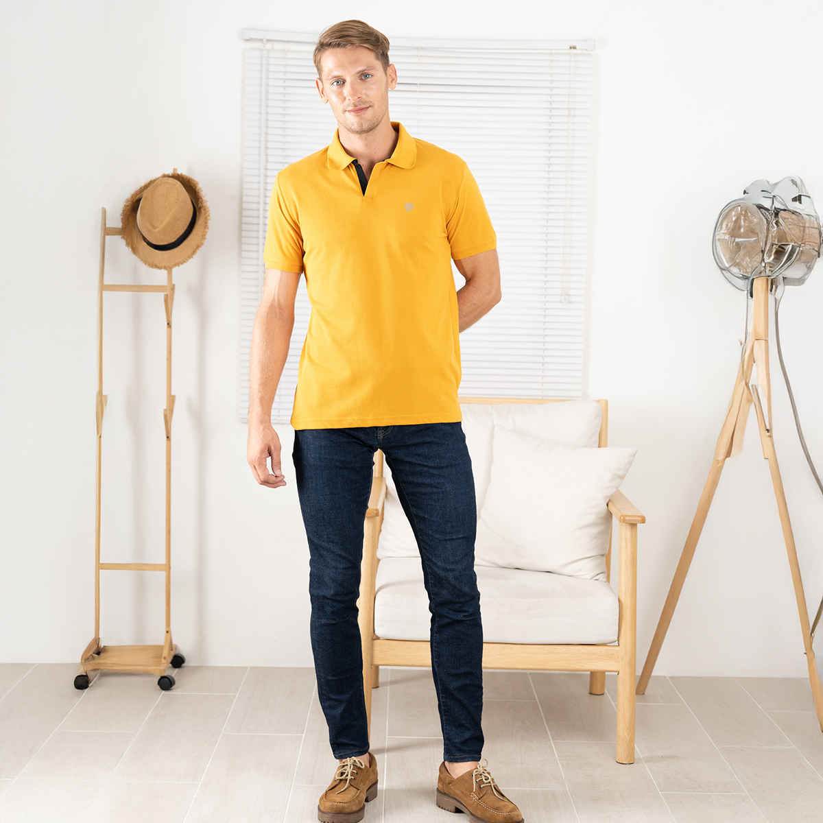 Lux Cozi Men's Cotton Polo T-Shirt, Mustard, XL
