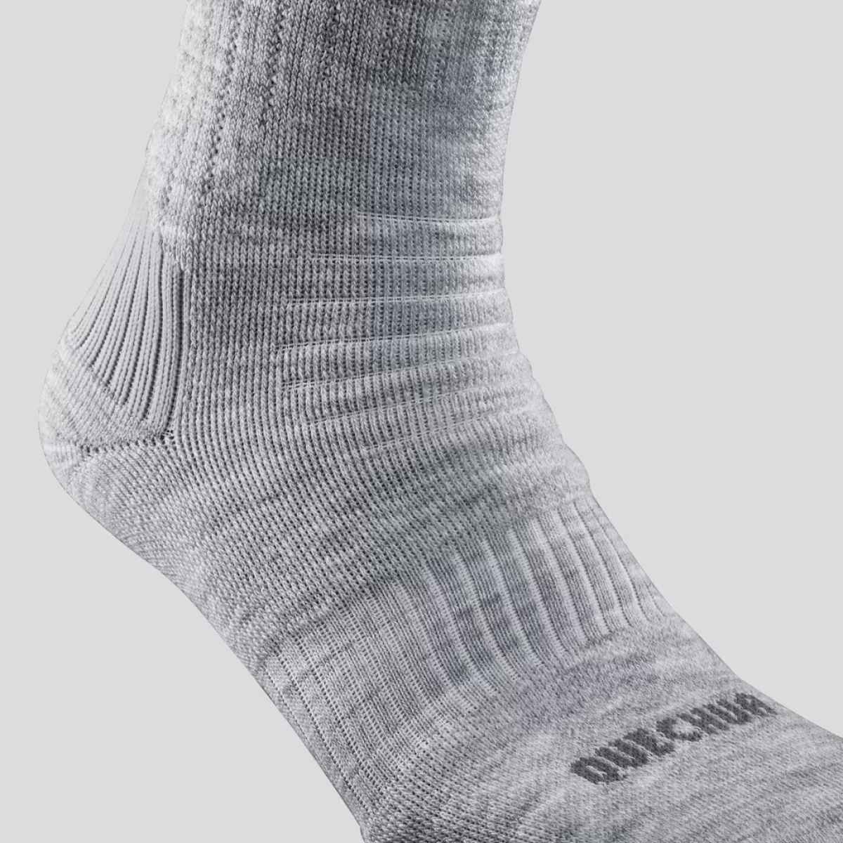 Decathlon | Quechua Unisex Acrylic and Wool Mid Calf Socks | Grey - UK 5.5 - 8