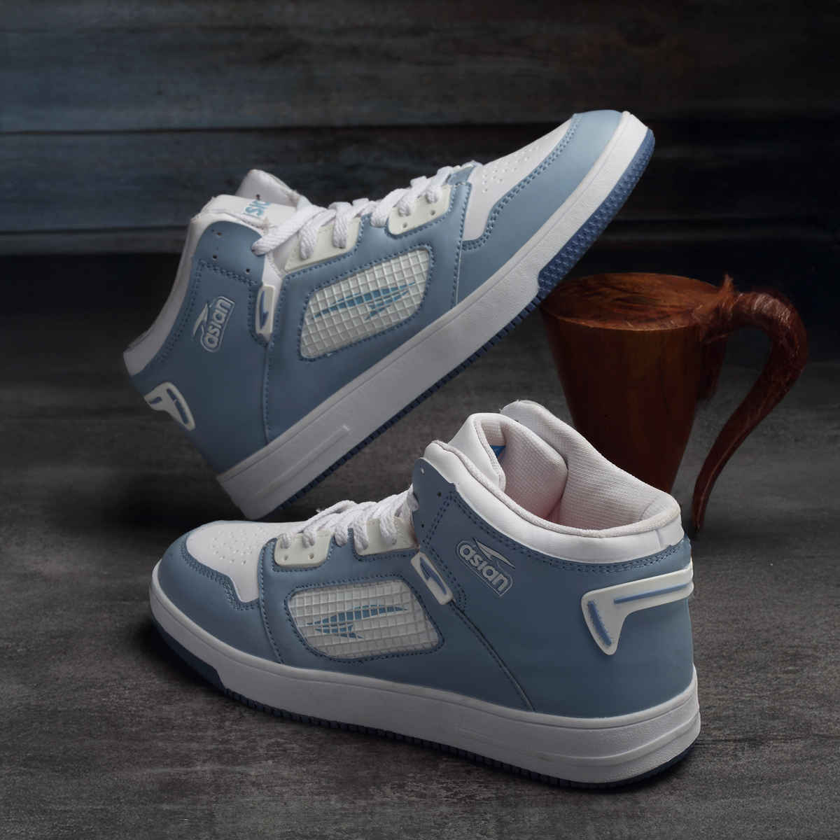 Asian Carnival-01 Hightop Sneakers For Men Slate White | UK-6