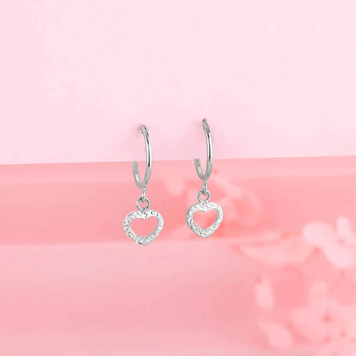 GIVA Silver Small Heart Drop Earrings