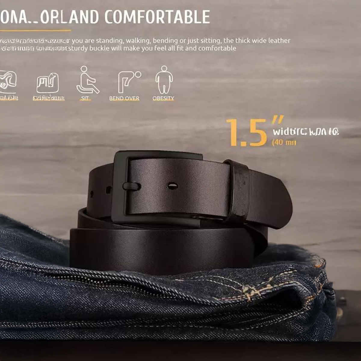 Kaezri Genuine Leather Brown Belt for Men With Bl. Buckle | Katabrbbd - 42