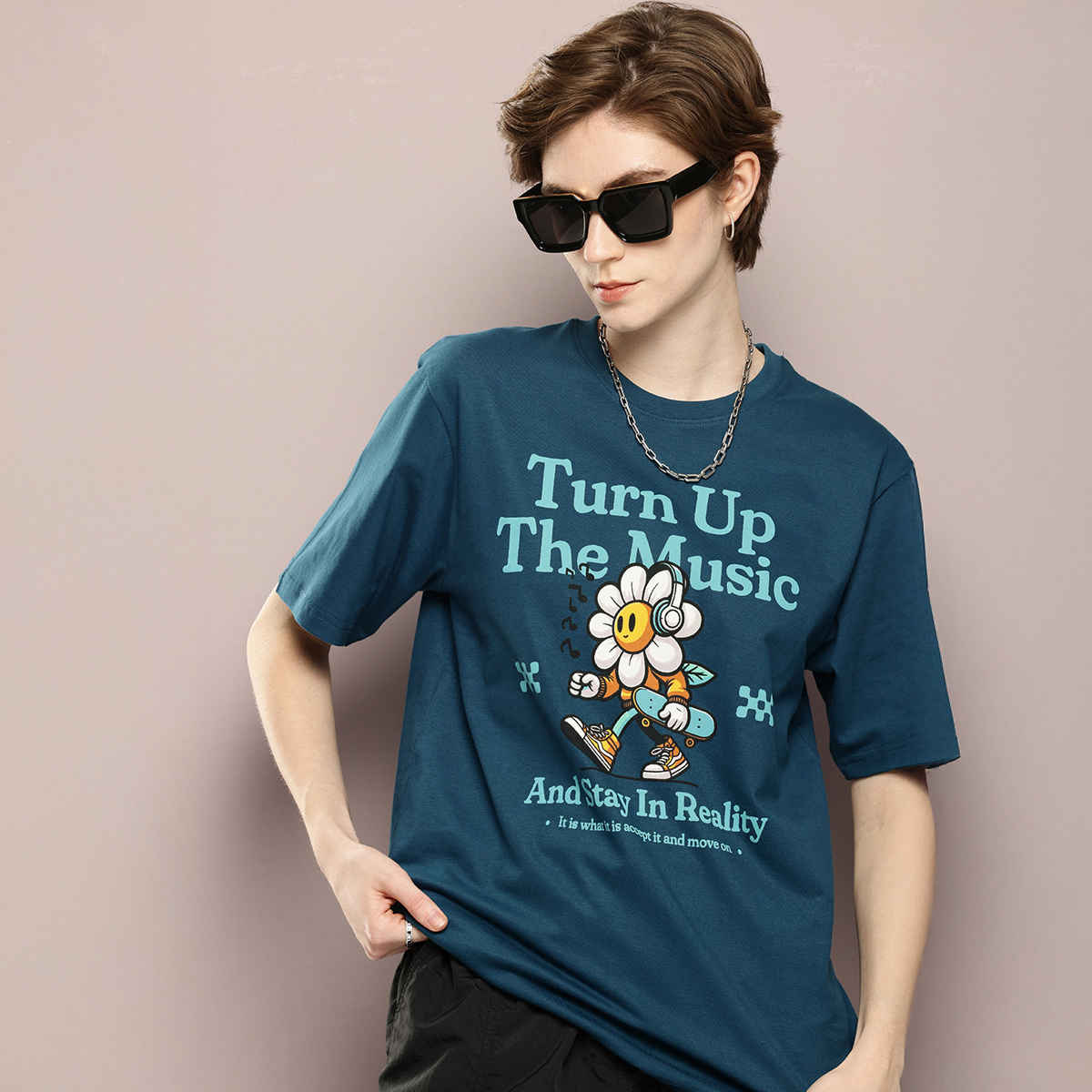 Dillinger Women's Oversized Printed T-shirt | Blue - M