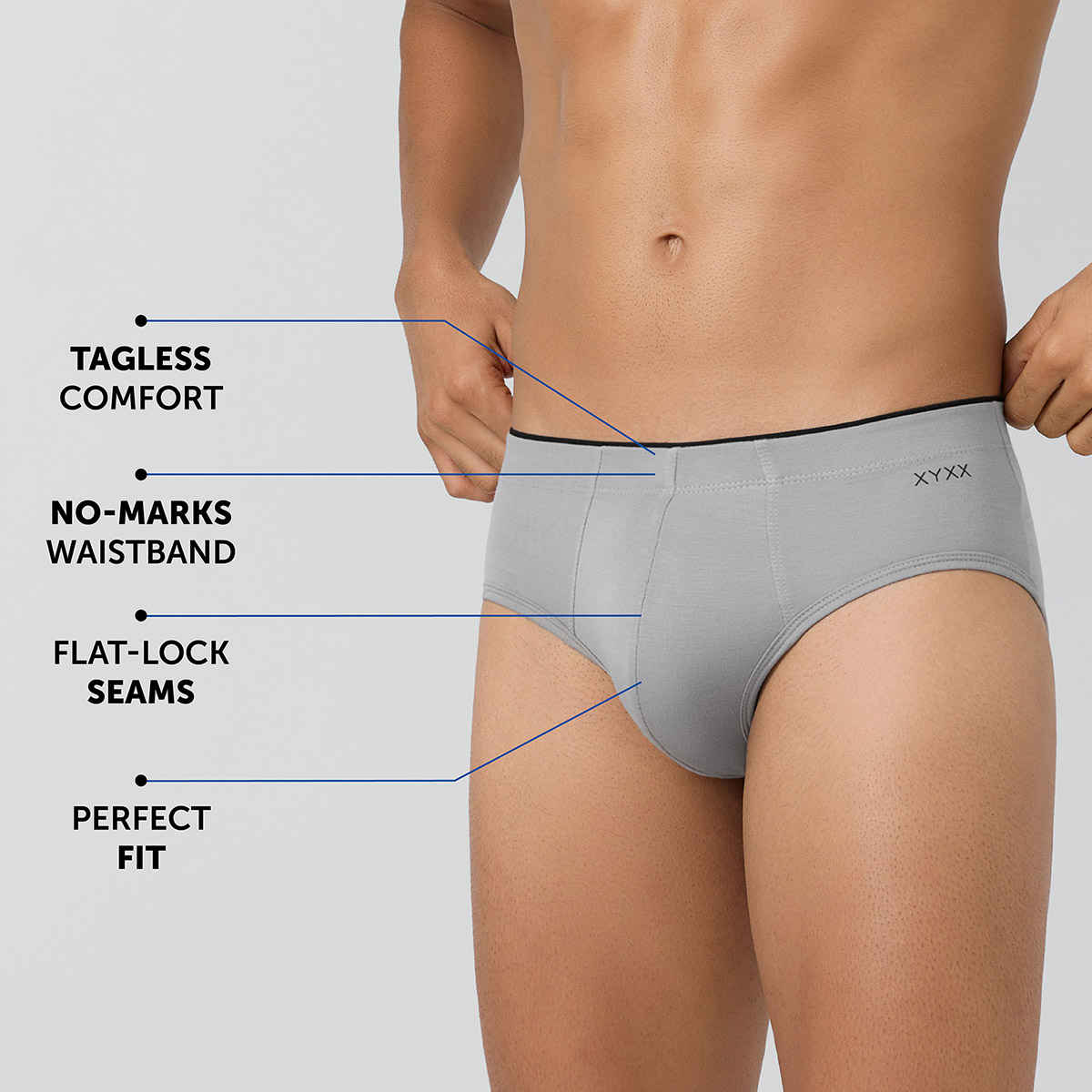 XYXX Men's Uno Modal Briefs pack of 2, Black & Heather Grey| M