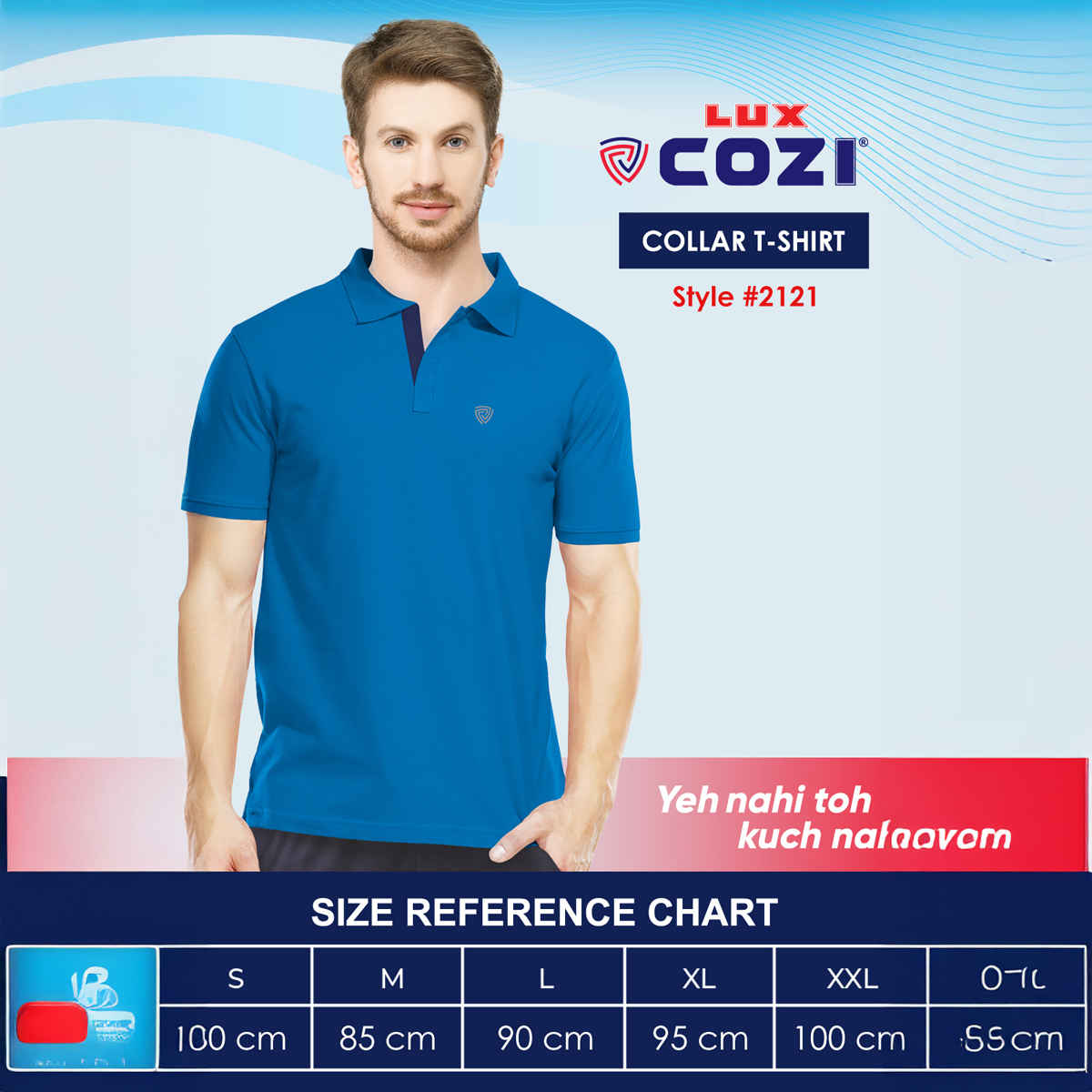 Lux Cozi Men's Cotton Polo T-Shirt, Grey Melange, M