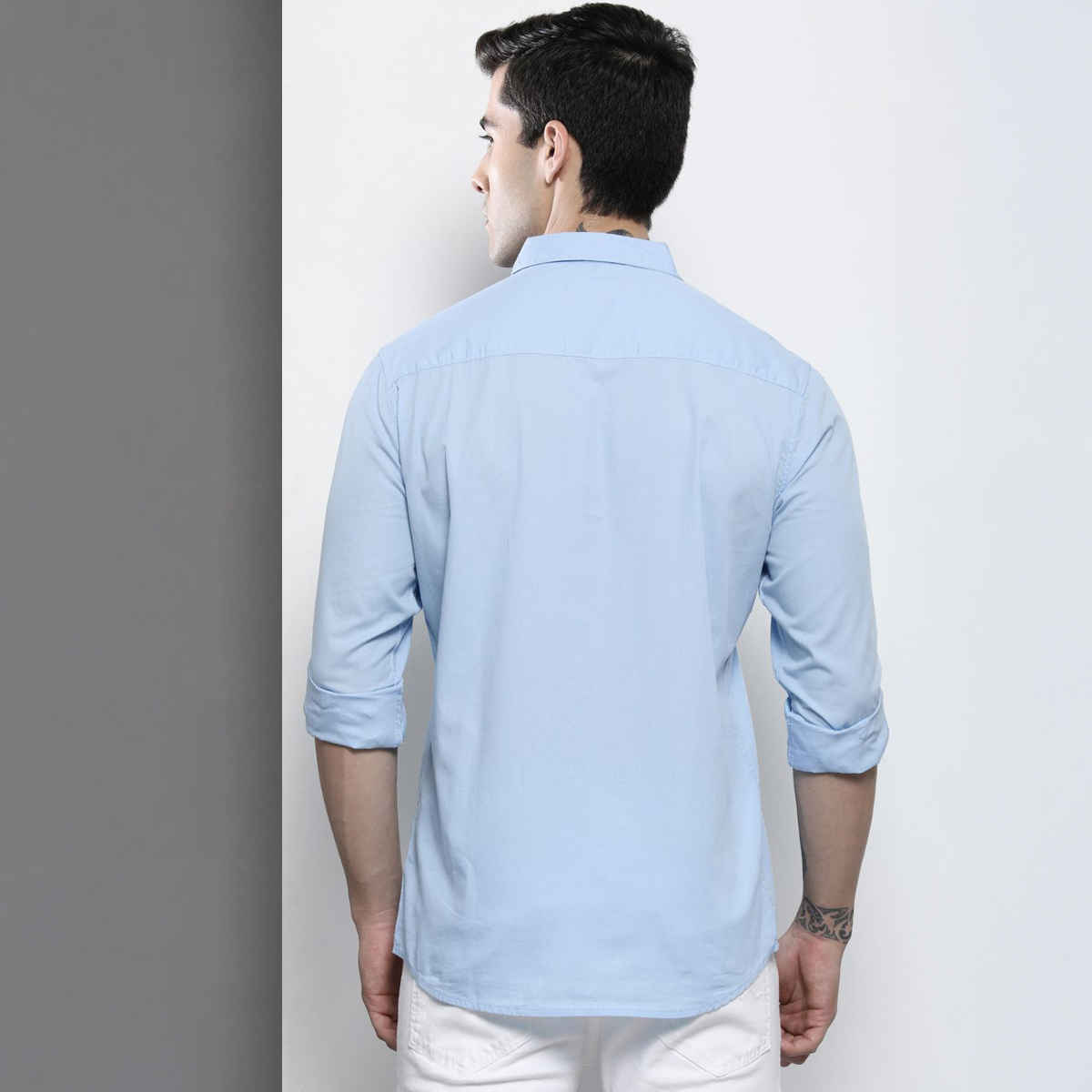 The Indian Garage Co Men's Slim Fit Solid Casual Shirt | Blue - 2XL