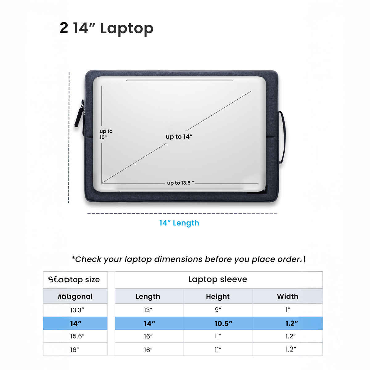 Craloft 14 Inch Laptop Sleeve Cover Bag with Charger Pouch for MacBook/Dell/HP/Lenovo - Office Use