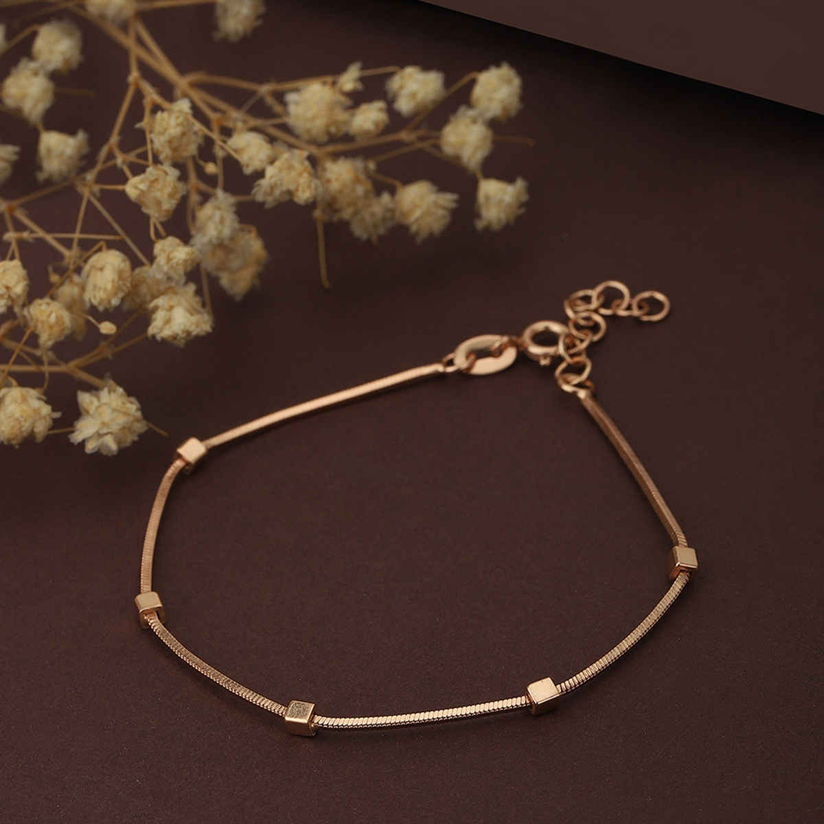 Carlton London 18kt Rose Gold Plated with Ball Wrapround Bracelet | FJB3755