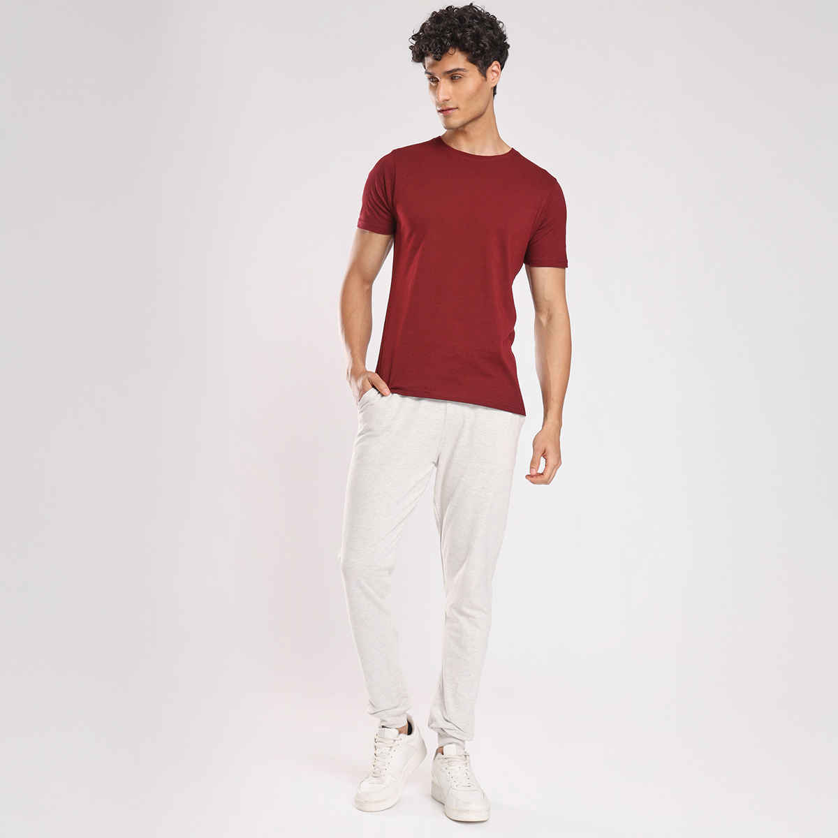 Nobero Men's Plain Classic Fit T-shirt | Wine Red - M