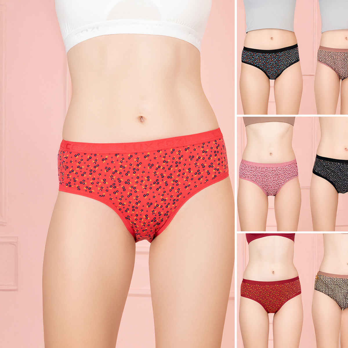 Lux Cozi Her Pure Cotton Hipster Printed Panty | Multicolor | Size-80 | Pack Of 4