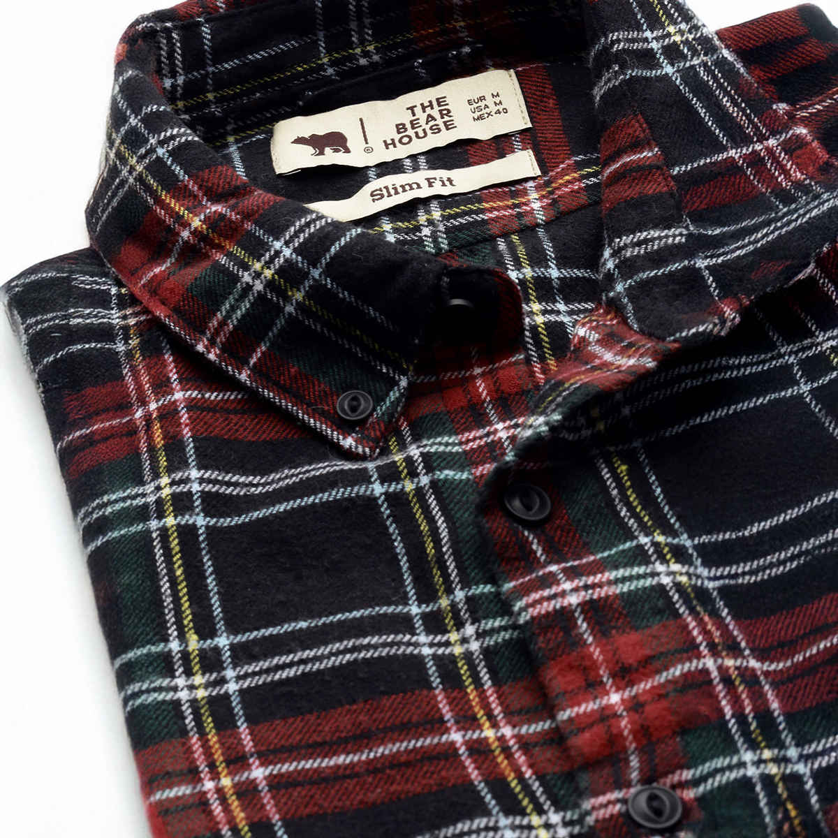 The Bear House Men Slim Fit Checked Shirt - Anglo | Black and Red | XXL