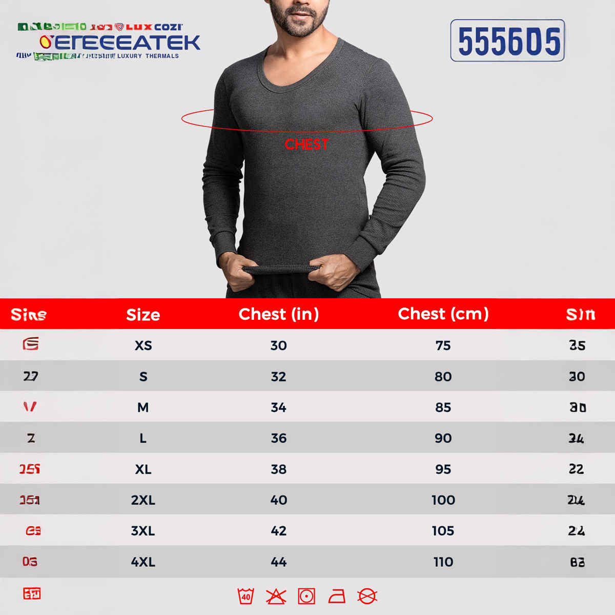 Lux Cozi Men's Heatek Thermal Comfort, Stretchable & Super Warm Round Neck Top | Black Melange-90