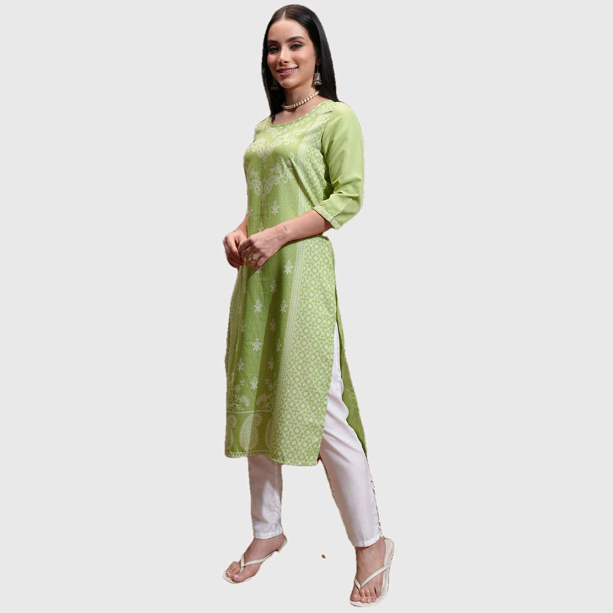Ketch Women Ethnic Motifs Printed Kurta | Green | L