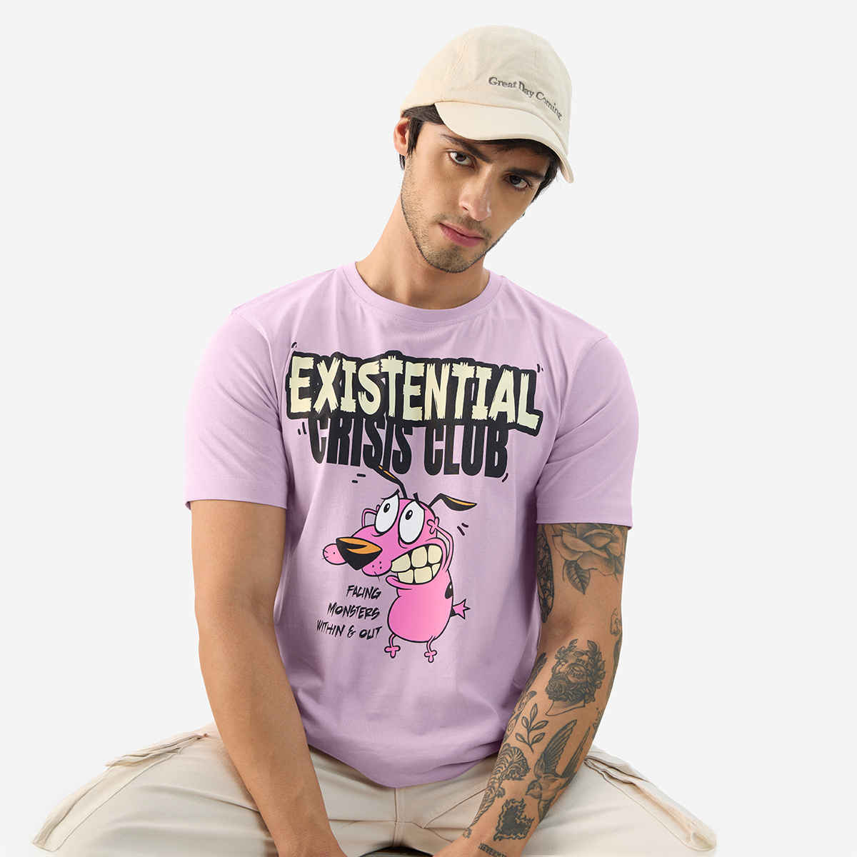 The Souled Store Men's Regular Courage- Existential Crisis T-Shirts | Purple | M