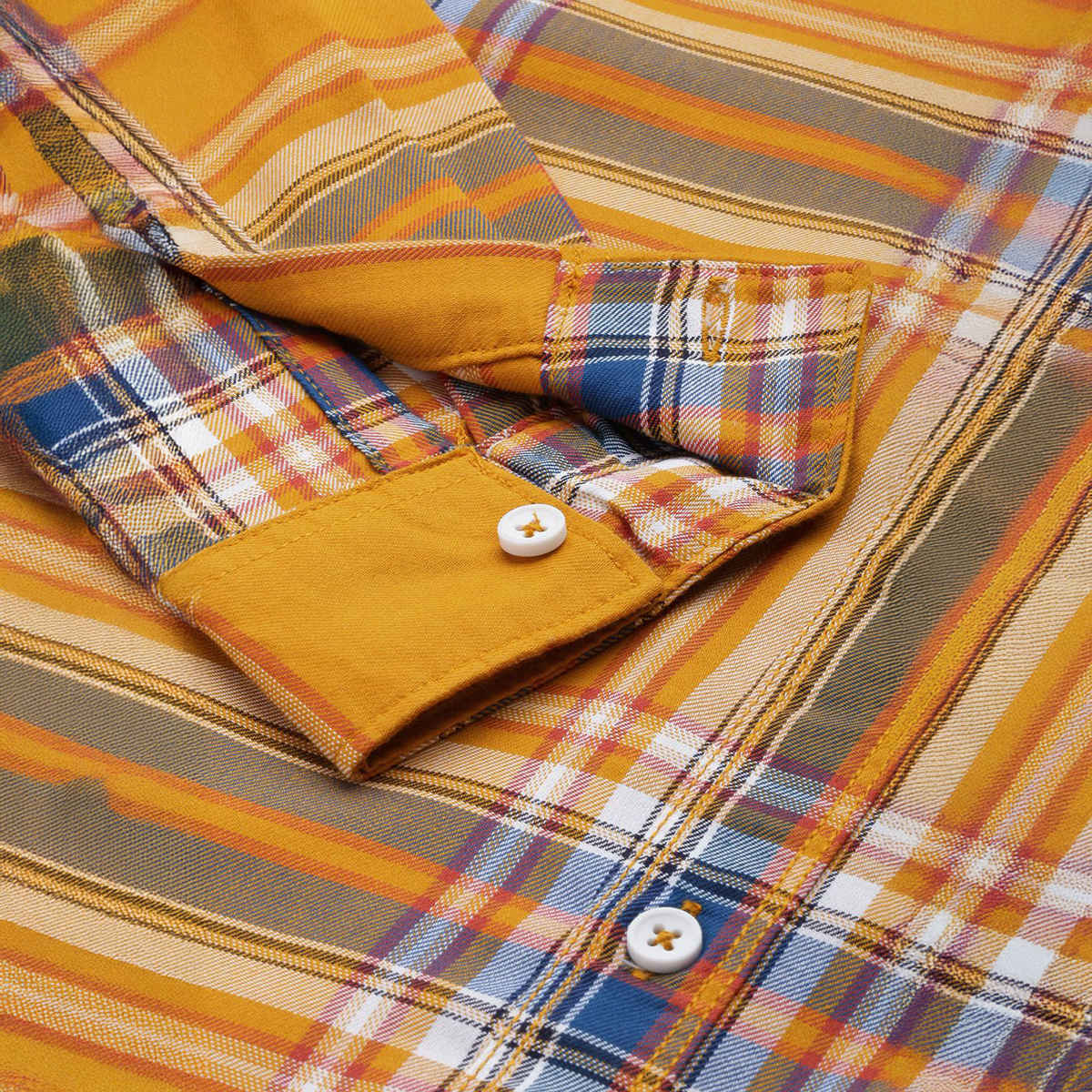 The Indian Garage Co Men's Regular Fit Checked Casual Shirt | Yellow - XL