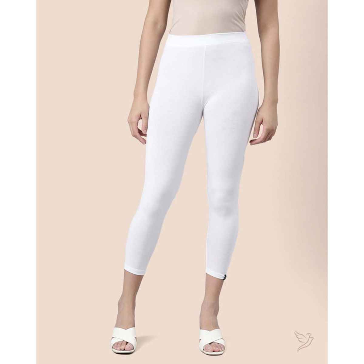 Twin Birds Women's High Ankle Leggings | White Plus - S