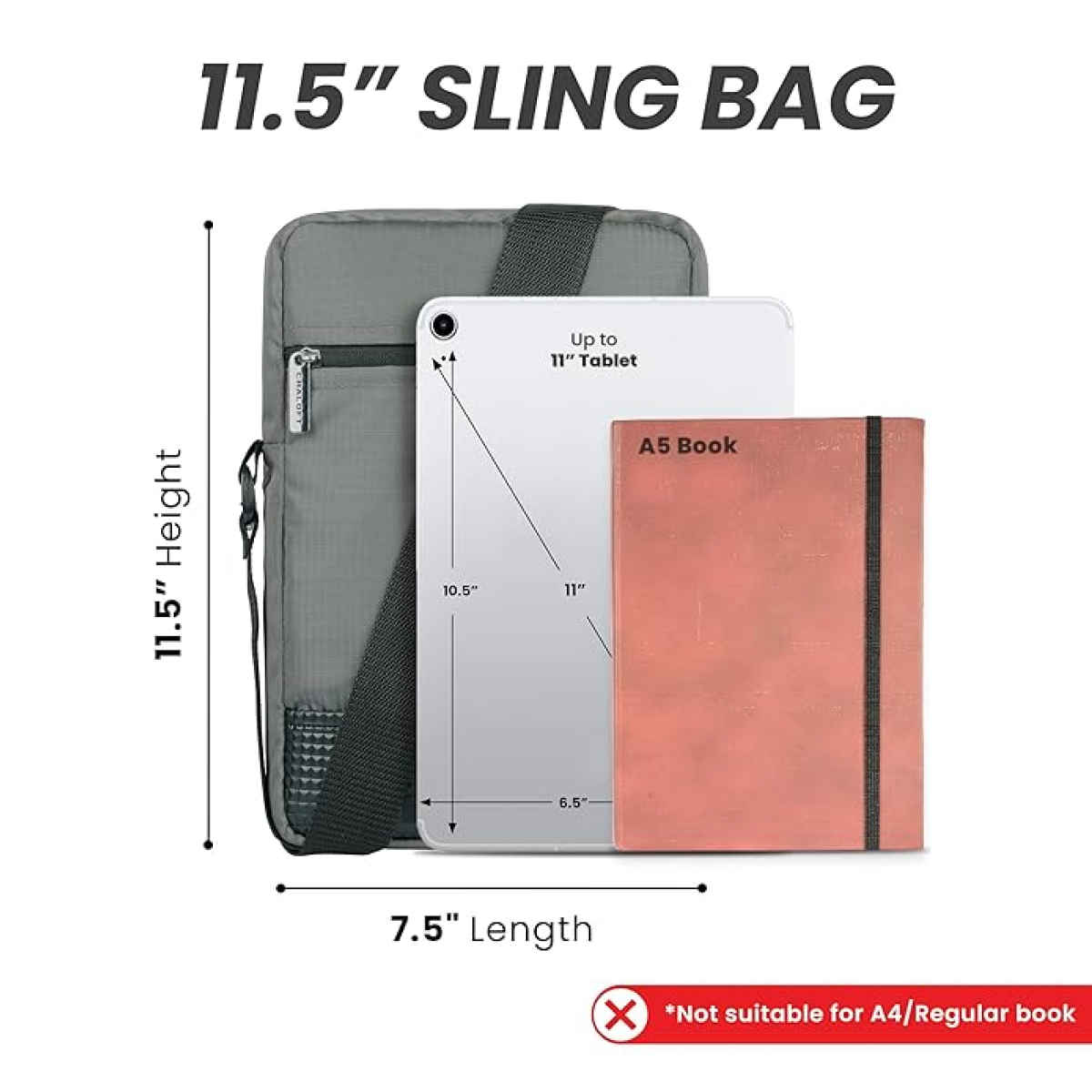 Craloft Polyester 11.5-Inch Side Sling Bag for Men - Crossbody Tablet / iPad Passport Bags (S1)