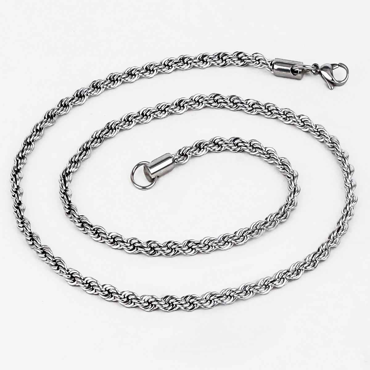 Fashion Frill Men's Rope Chain Silver 22 Inches
