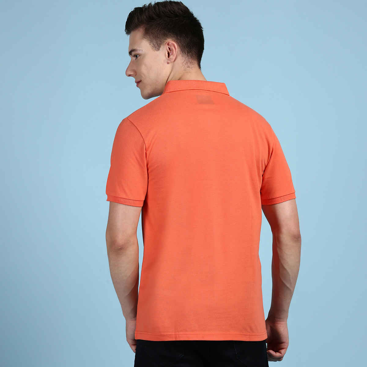 Lux Cozi Men's Solid Cotton Polo T-shirt with Pocket | Apricot - XL