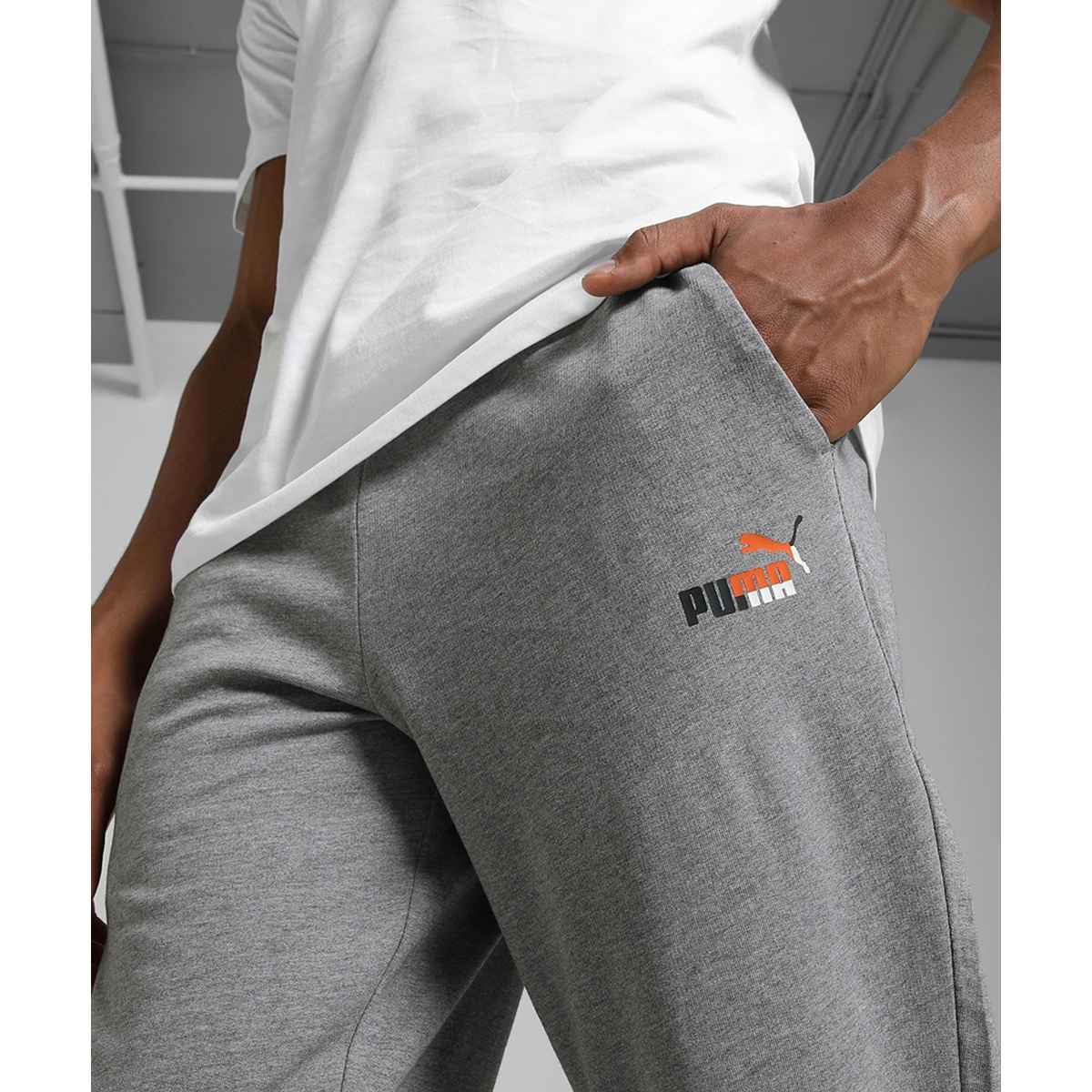 Puma Men's ESS Logo Graphic Pants | Grey | M