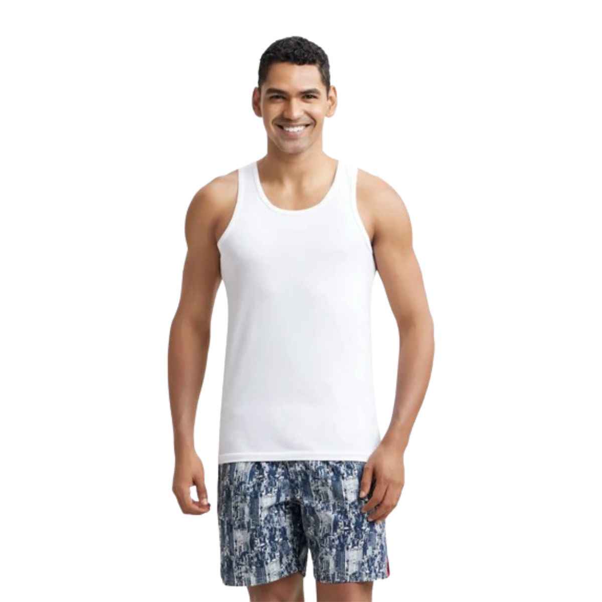Jockey 8820 Men's Super Combed Cotton Round Neck Vest|Extended Length|Easy Tuck|PO2 | White-XL