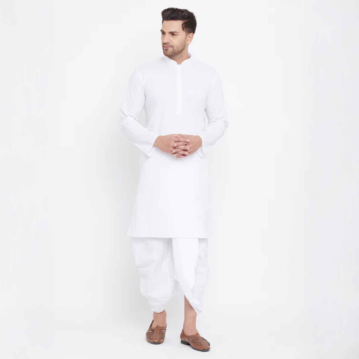 Vastramay Men's Cotton Kurta | White - L