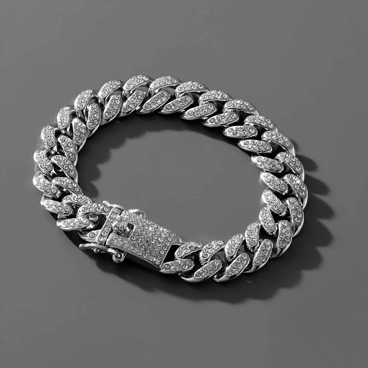Fashion Frill Men's Studded Bracelet Silver Regular