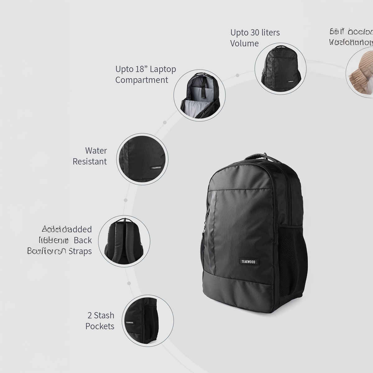 Teakwood Unisex Leathers Trajan Backpack | Black - 30 L