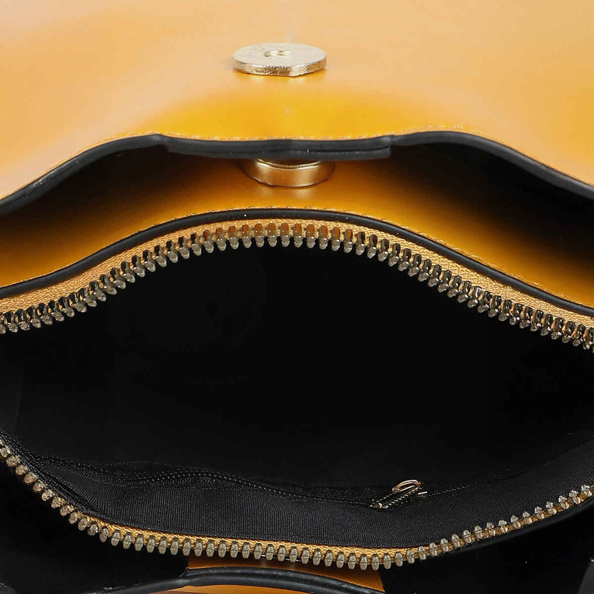 Haute Sauce Women's Solid PU 1.5 L Handheld Bag | Yellow - One Size