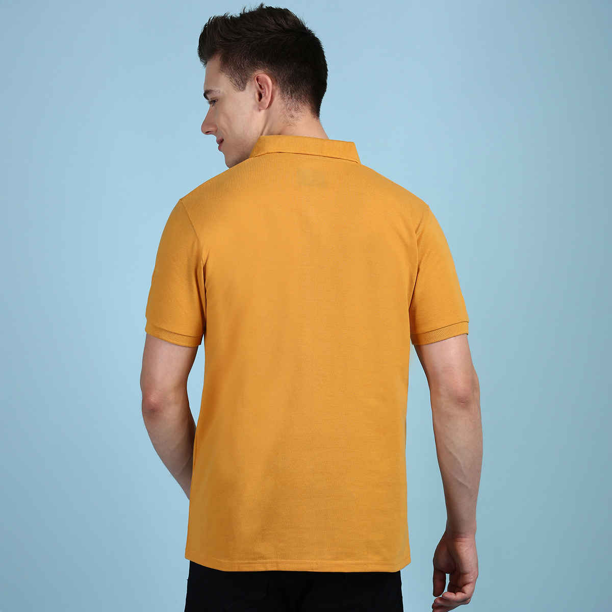 Lux Cozi Men's Solid Cotton Polo T-shirt with Pocket | Mustard - XXL