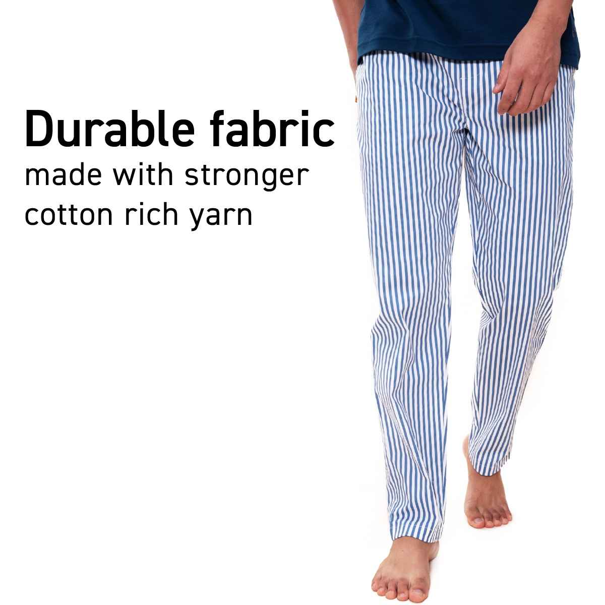 DaMENSCH Men's Cotton Tapered Fit Pyjama | Blue - M