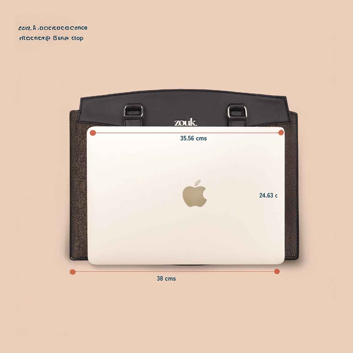 Zouk Women's Motifs Vegan Leather and Handcrafted Fabric Double Strap Women's Office Bag | Brown