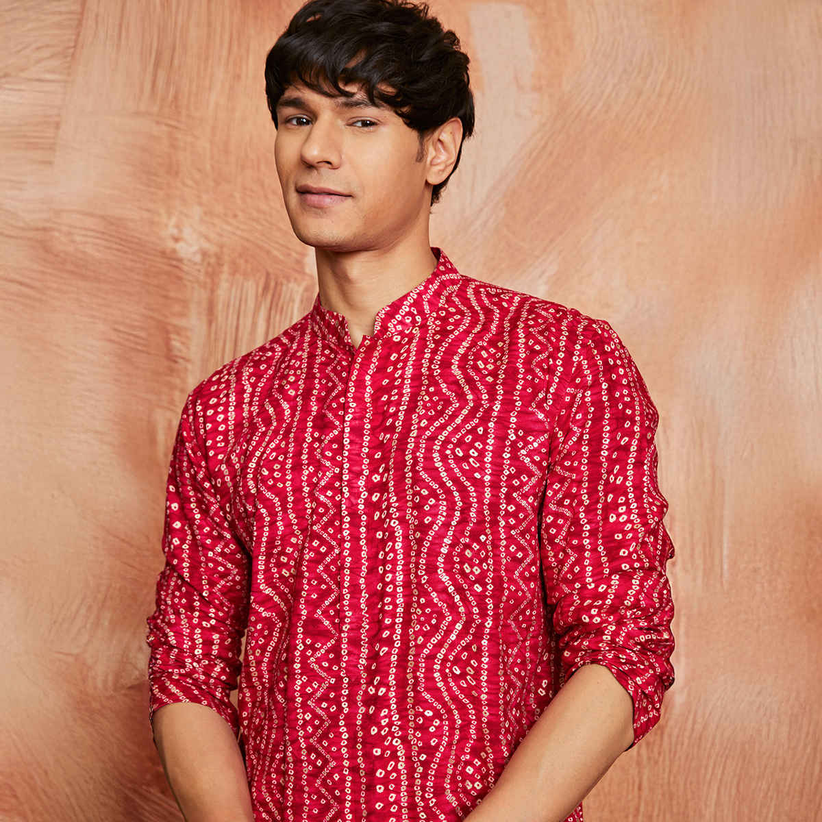 Vastramay Men's Falsa Rayon Kurta | Pink - S