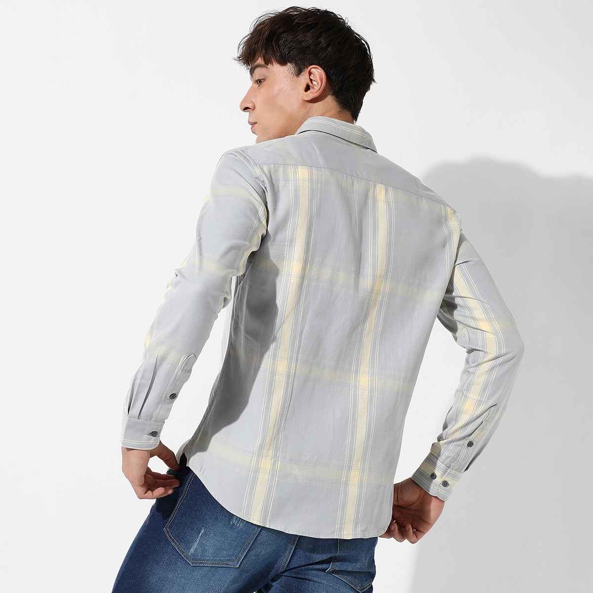 Campus Sutra Men's Tartan Plaid Shirt | Green - L