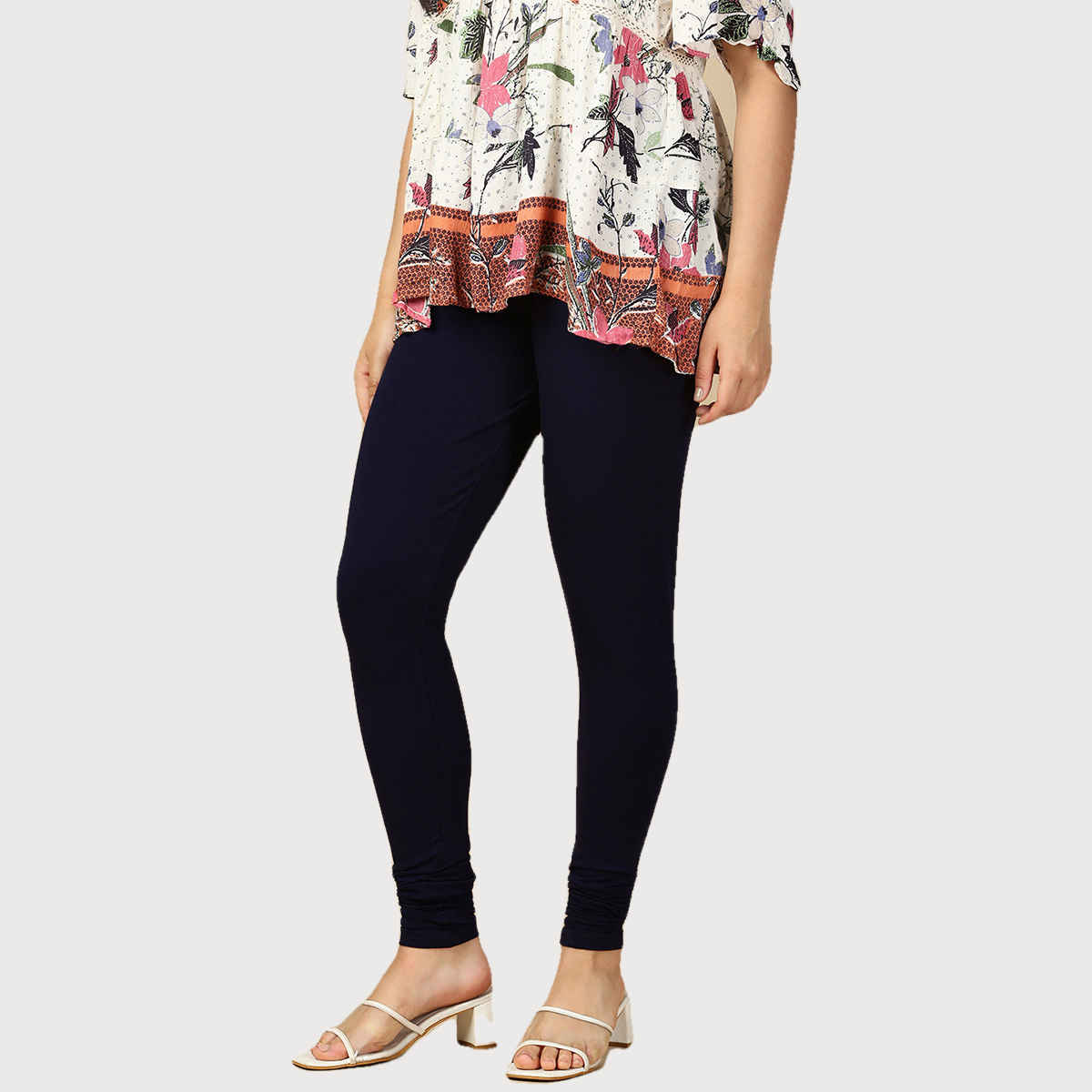 PYNK By Lux Cozi Women Ultra Soft 360 Stretch Premium Cotton Churidar Leggings | Blue|Free Size