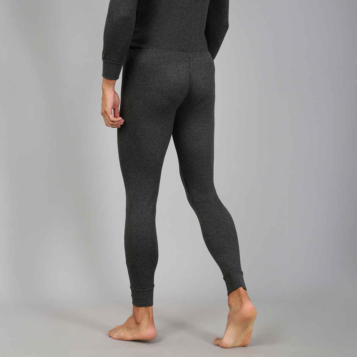 Lux Cozi Men's Heatek Thermal Comfort, Stretchable & Super Warm Trouser | Black Melange-85