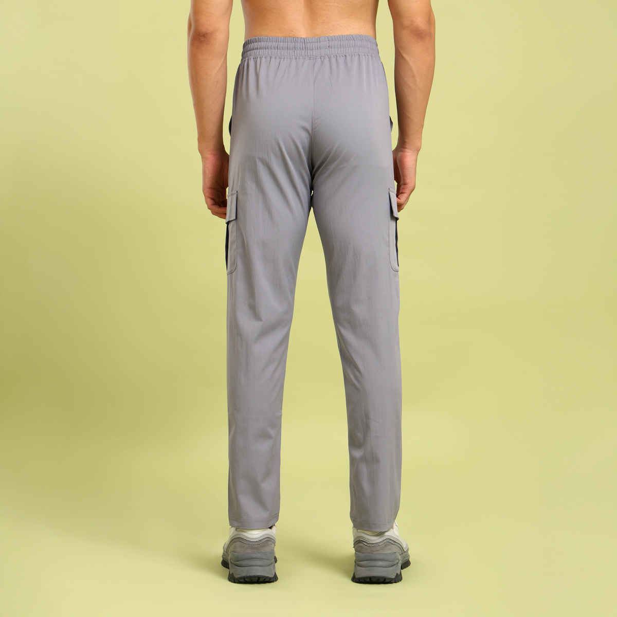 Technosport Men Poly Solid Relax Fit Sports Cargo Trackpants with TS FLEXI | Light Grey | L