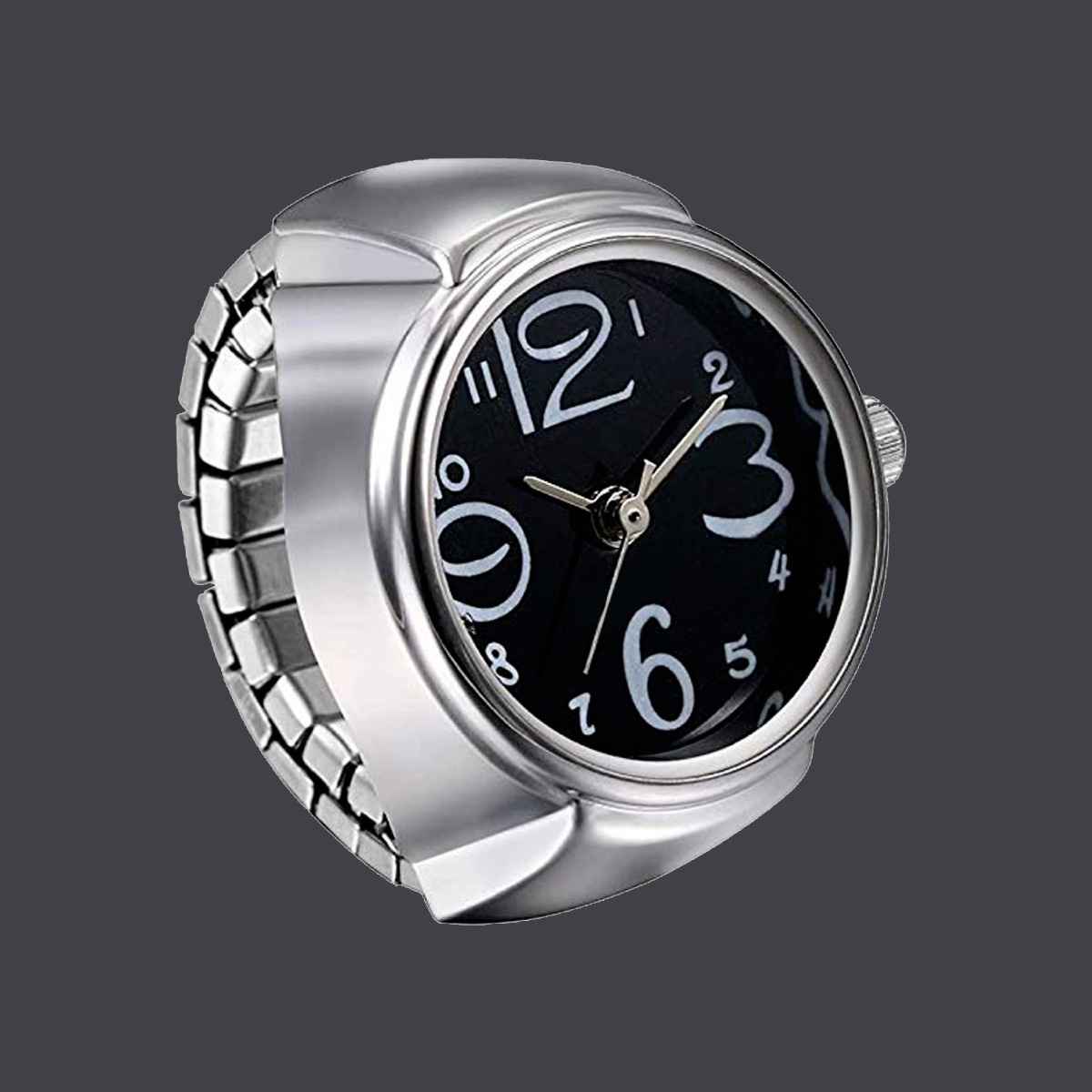 Fashion Frill Women's Watch Rings Black Adustable