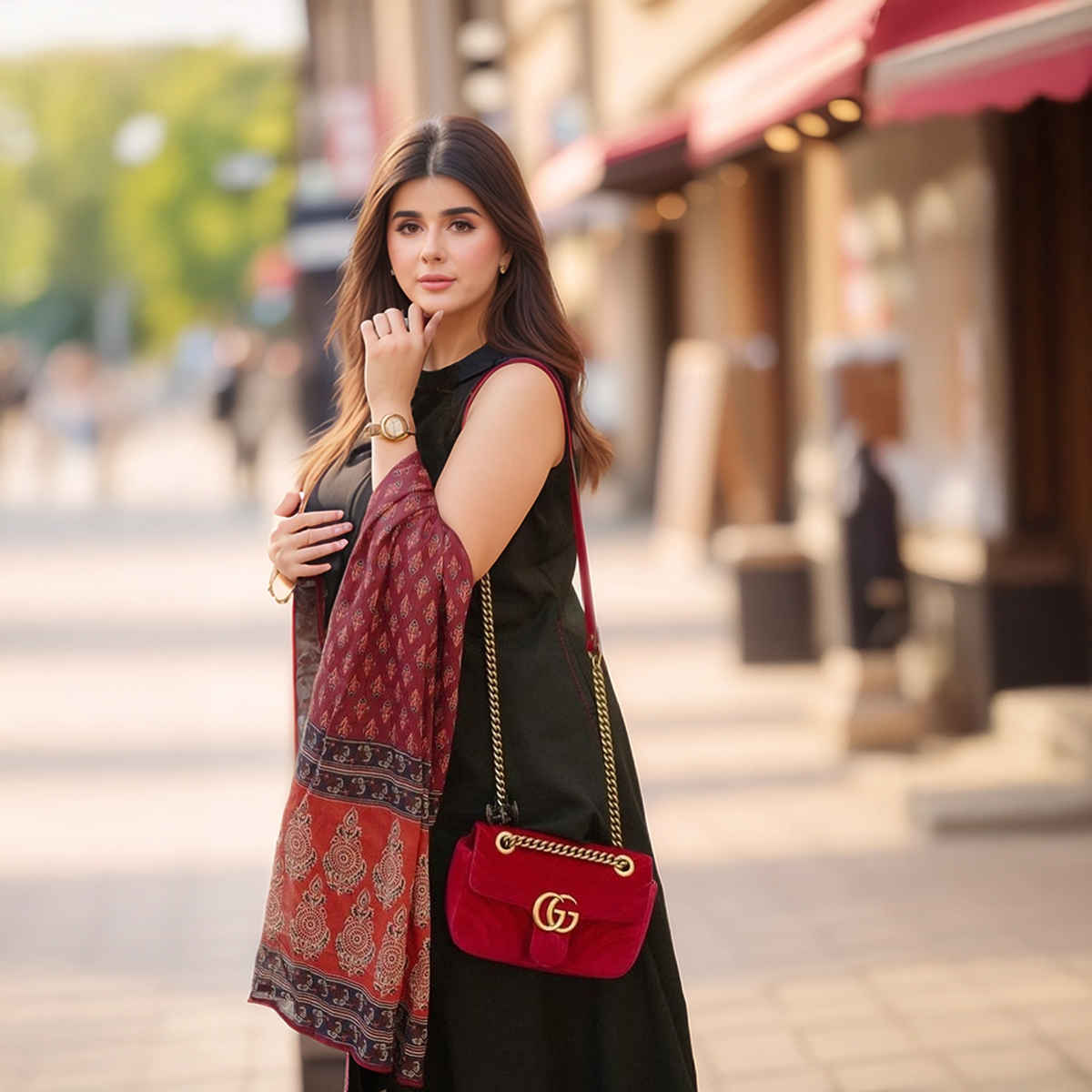 GoSriKi Women's Viscose Rayon Anarkali Solid Kurta with Pant & Dupatta | UMIKA | Black - XL