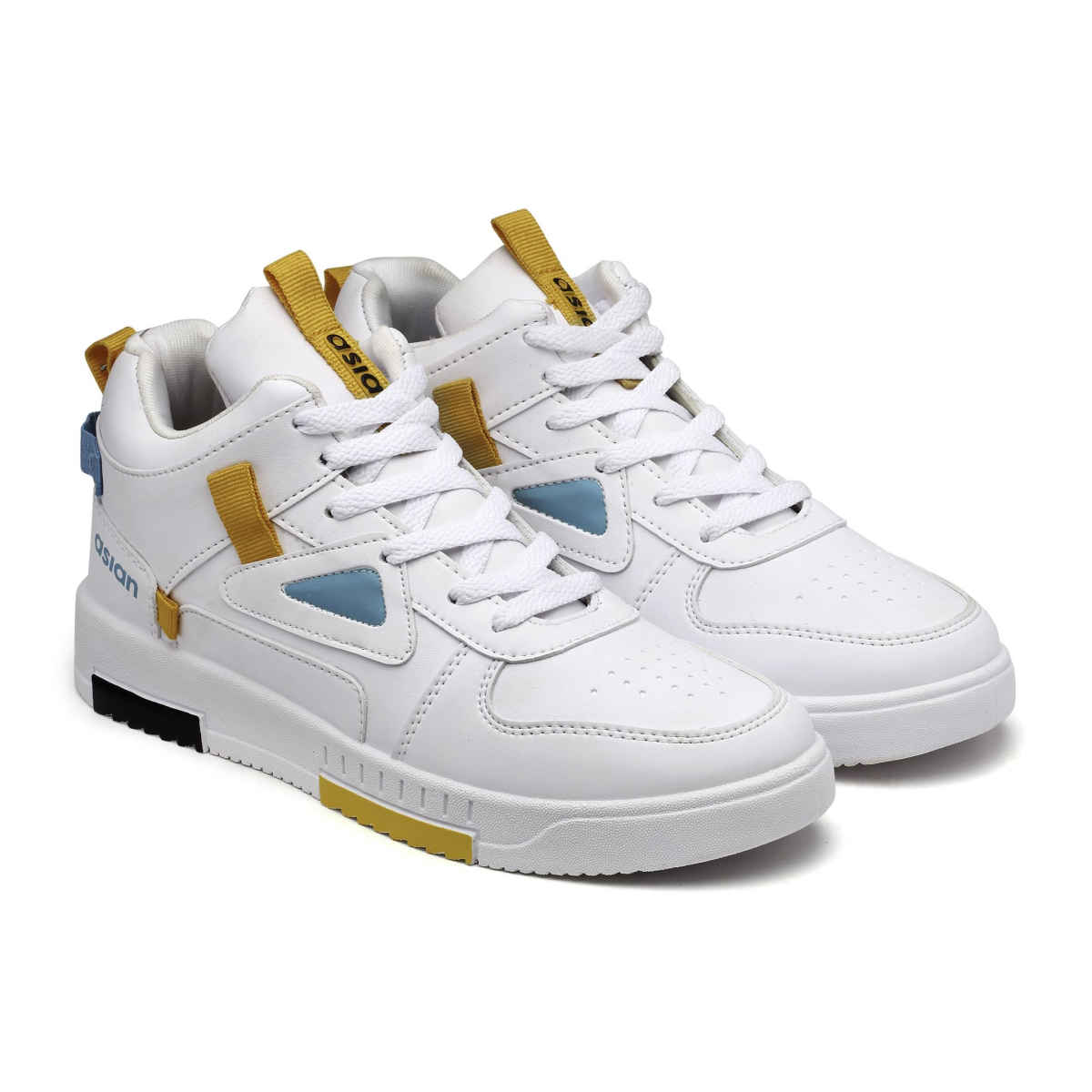 Asian Tarzan-11 Men High Top Sneakers White-Mustard (UK-10)