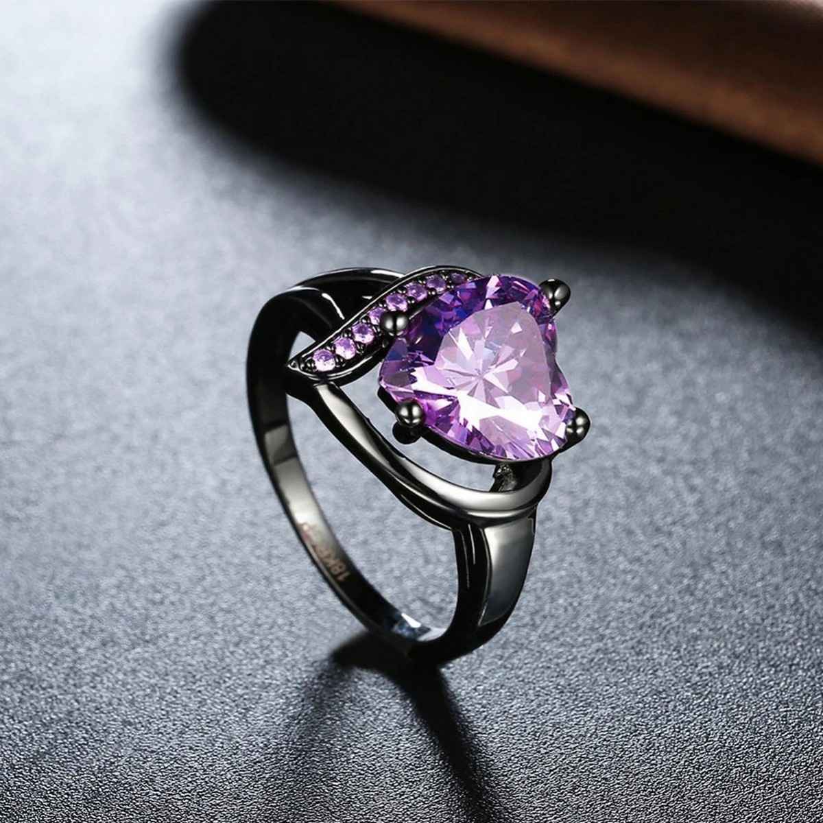 Fashion Frill Women's Solitaire Rings Purple Adjutable