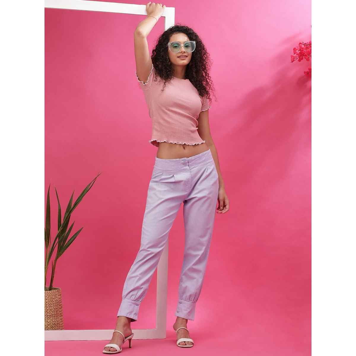 Freehand Women's Casual Tapered Pleated Pants - Orchid Petal | Solid | 28