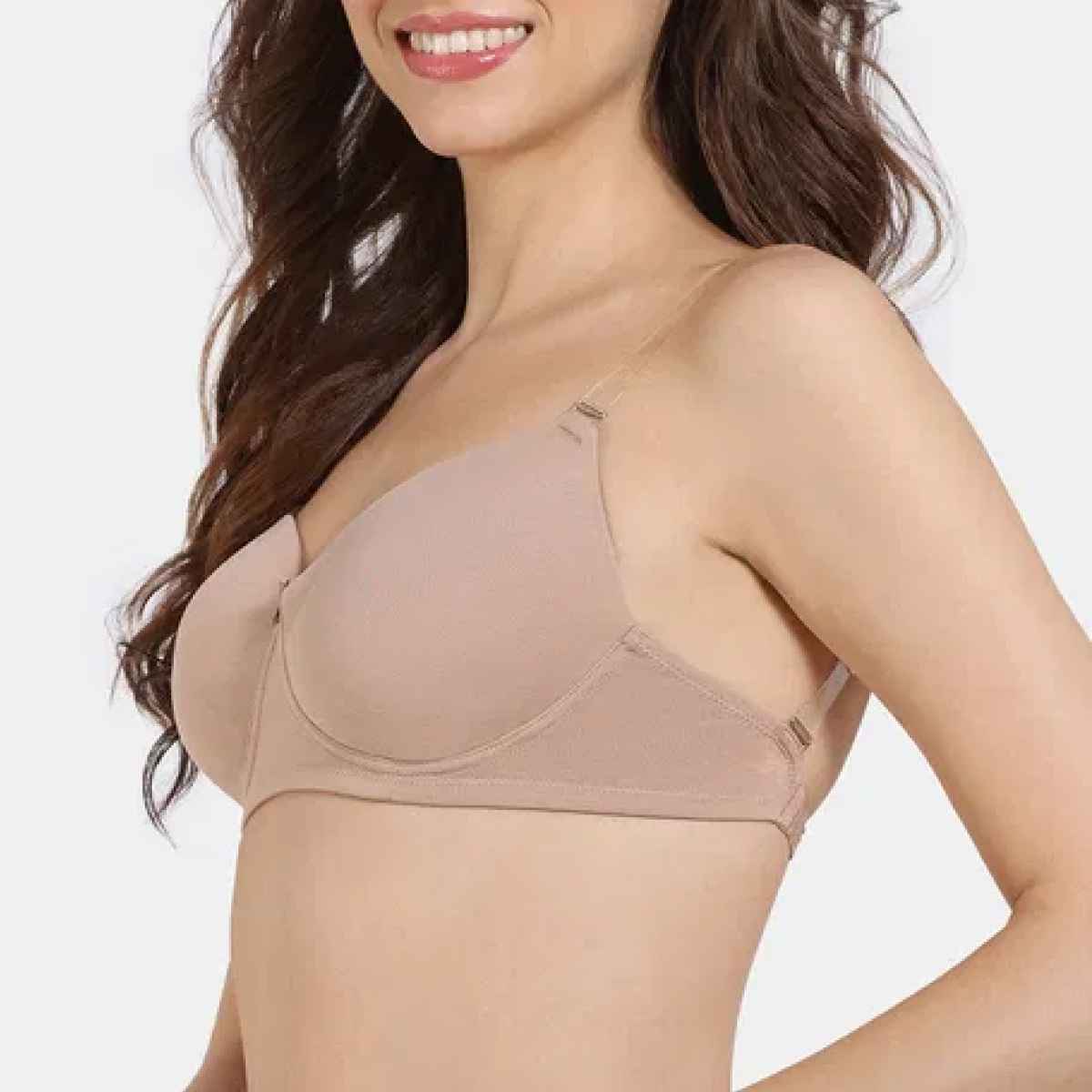 Zivame Women's Beautiful Basics Padded Non Wired 3/4Th Coverage Backless Bra | Skin - 34C